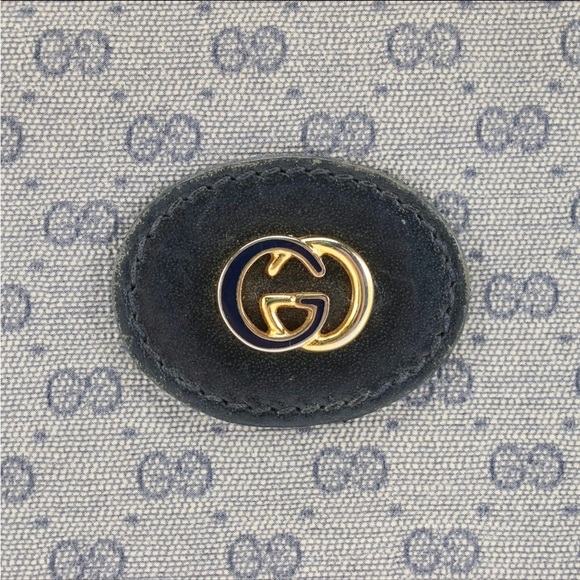 GUCCI Zip Pouch in Navy Blue Micro GG Canvas and Leather - Picture 6 of 6